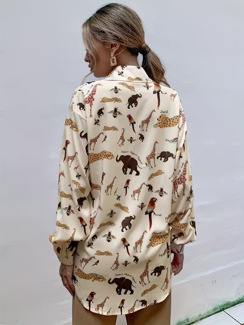 ZooRom Full-Body Animalier Blouse – Multicolor