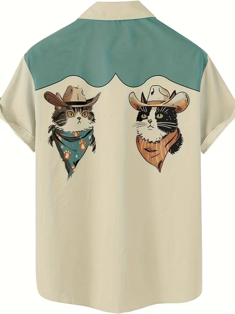 ZooRom Retro Kitten Western Shirt