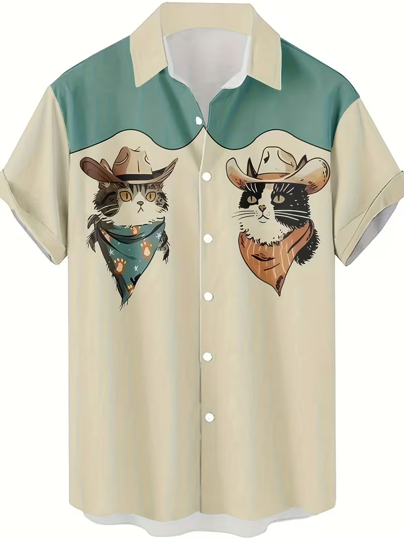 ZooRom Retro Kitten Western Shirt